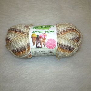 YARN Lion Brand Ice Cream Cotton Blend Yarn, Color Chocolate, 3.5 Ounces